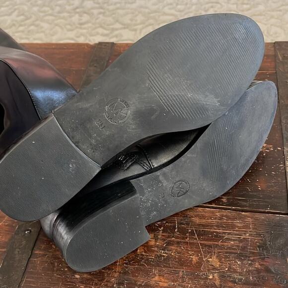 Michael Kors Black Leather and Stretch Fabric Hamilton Tall Boots Size 8 - Picture 6 of 7